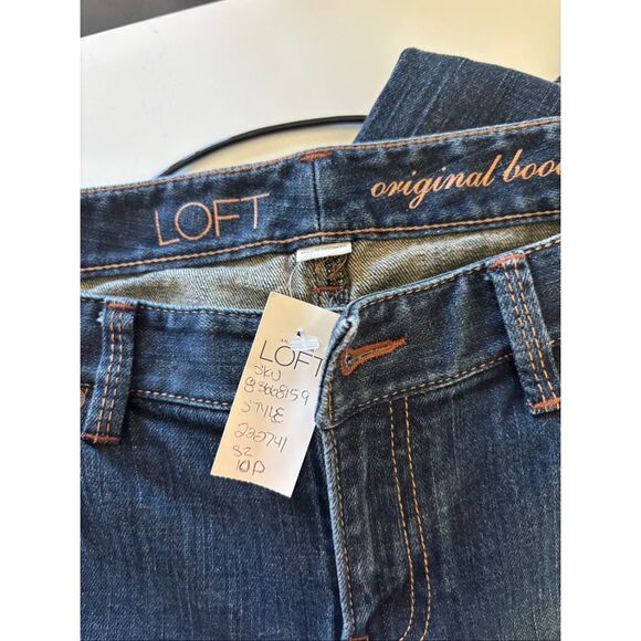 Loft Womens Original Boot Cut Jeans Size 10P Dark Wash Cotton Blend NWT FLAW - Picture 2 of 10